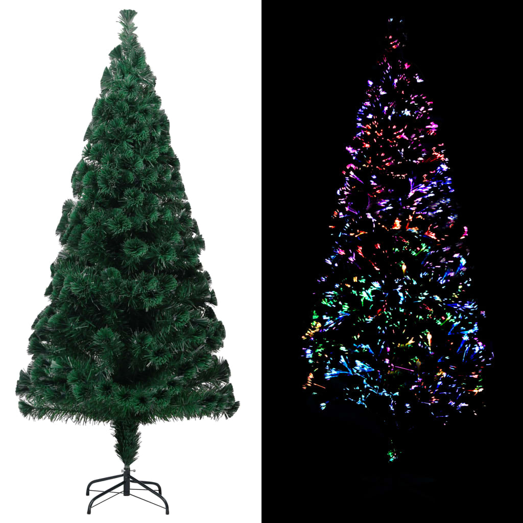 Vidaxl Árbol De Navidad Artificial Y Soporte Fibra Óptica Verde 210 Cm_1