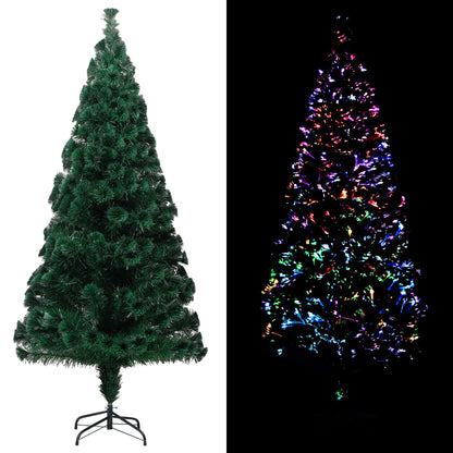 Vidaxl Árbol De Navidad Artificial Y Soporte Fibra Óptica Verde 210 Cm_1