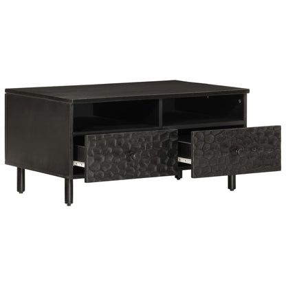 Mesa De Centro Madera Maciza De Mango Negra 80x54x40 Cm_2