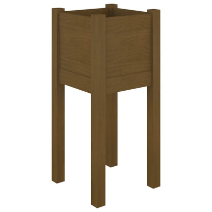 Jardineras 2 Uds Madera Maciza De Pino Marrón Miel 31x31x70 Cm_3