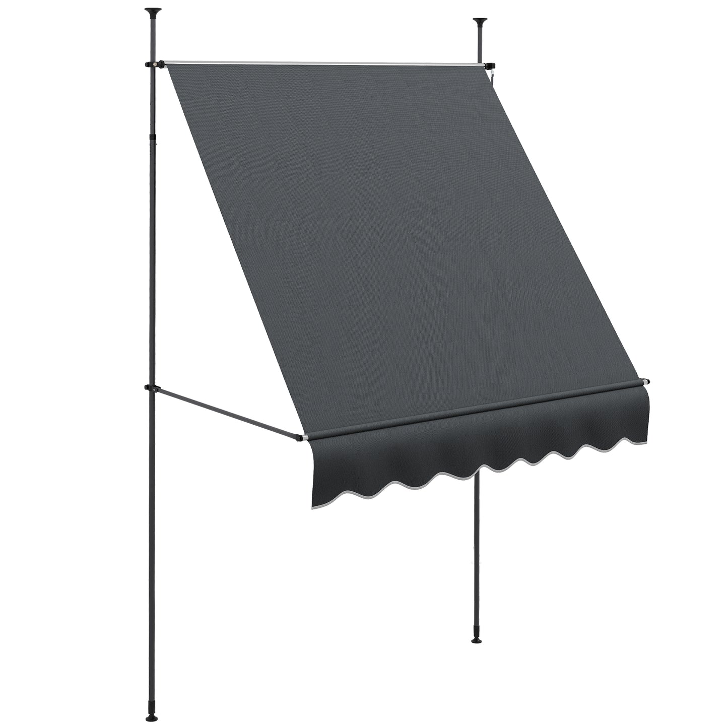 Outsunny Toldo Manual Retráctil Con Manivela 200x120x210-300 Cm Gris Oscuro_0