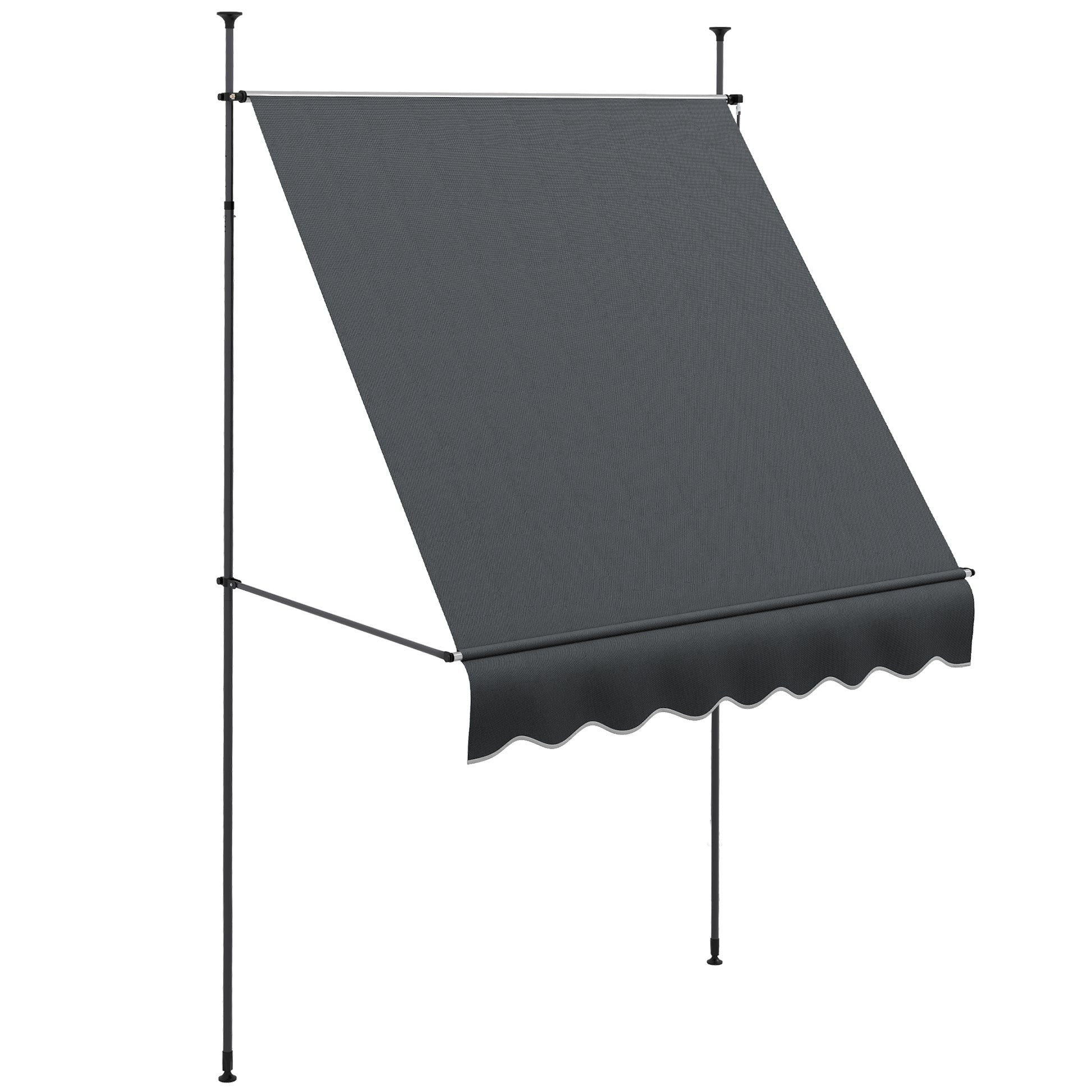 Outsunny Toldo Manual Retráctil Con Manivela 200x120x210-300 Cm Gris Oscuro_0