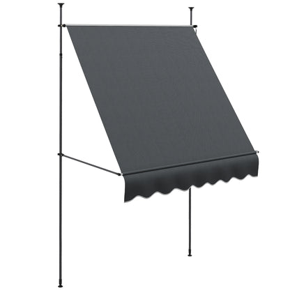 Outsunny Toldo Manual Retráctil Con Manivela 200x120x210-300 Cm Gris Oscuro_0
