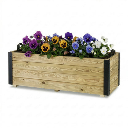 Jardinera De Madera Con Refuerzo De Aluminio 110x45x40 Cm Ghio Al Hortalia_0
