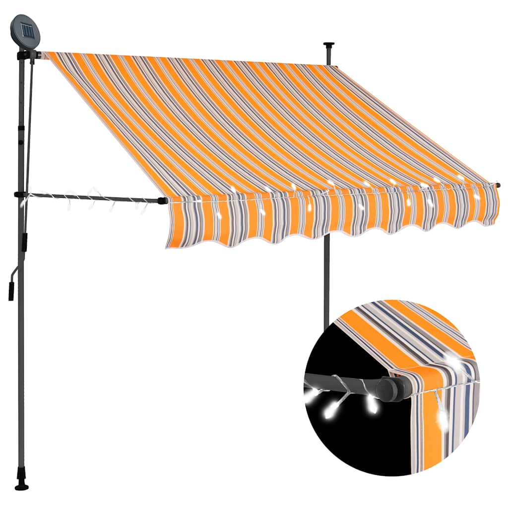 Toldo Manual Retráctil Con Led Amarillo Y Azul 100 Cm_1