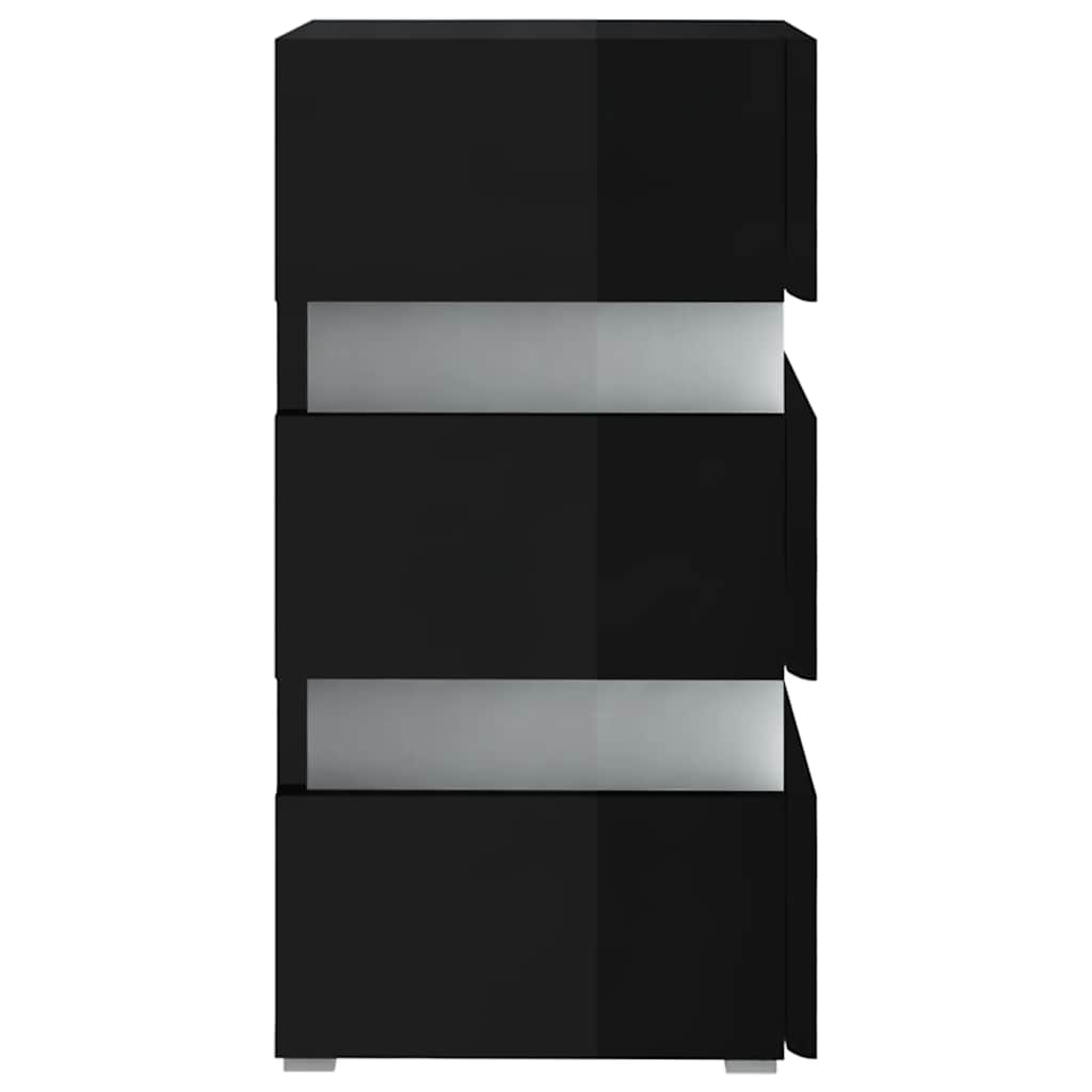 Mesita De Noche Led Madera Ingeniería Negro Brillo 45x35x67 Cm_4