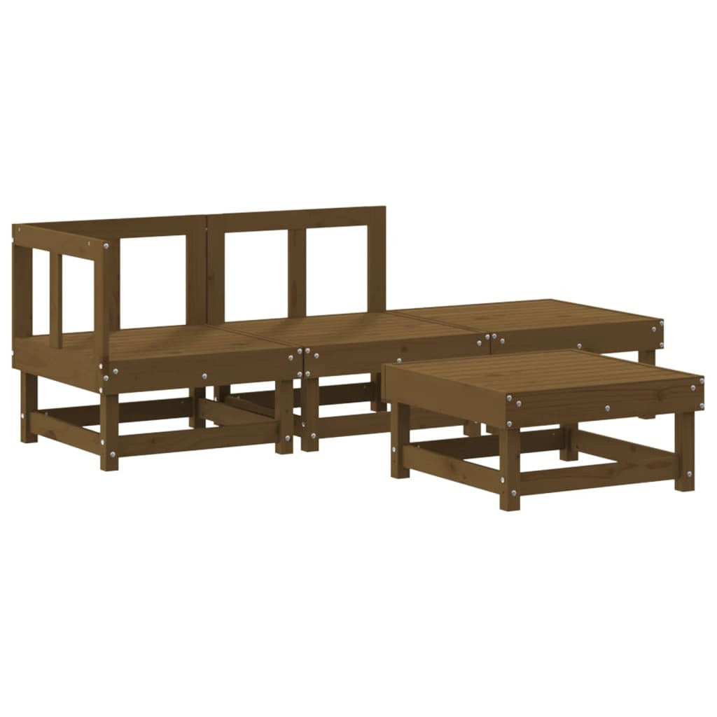Vidaxl Juego De Muebles Jardín 4 Pzas Madera Maciza Pino Marrón Miel_0