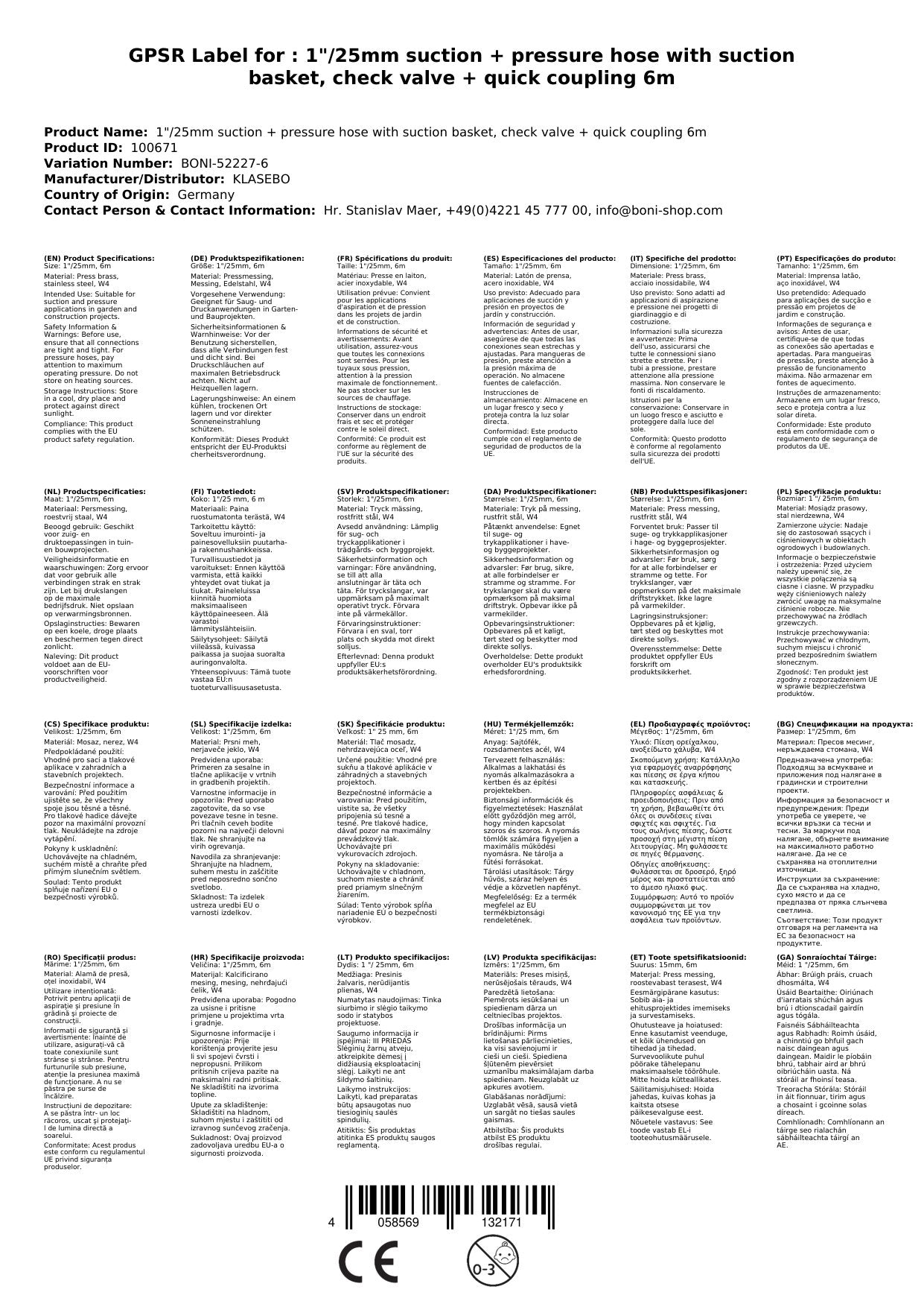 1/25mm Manguera De Succión Y Presión Con Cesta De Succión, Válvula De Retención Y Acoplamiento Rápido 6m_1