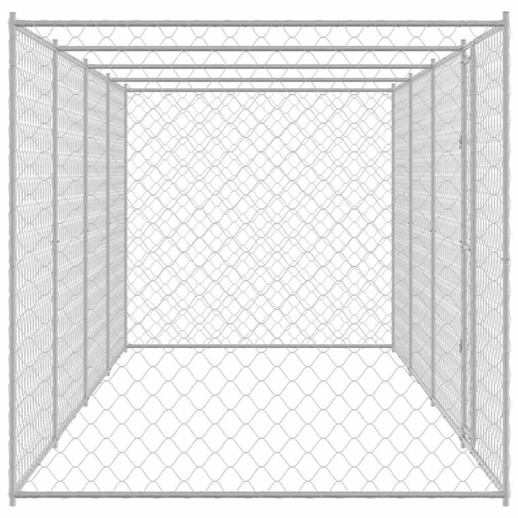 Jaula Para Perro Plateado 800 X 200 X 200 Cm Acero Galvanizado_4