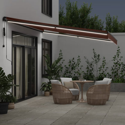 Toldo Retráctil Automático Con Luces Led Marrón 450x350 Cm_2