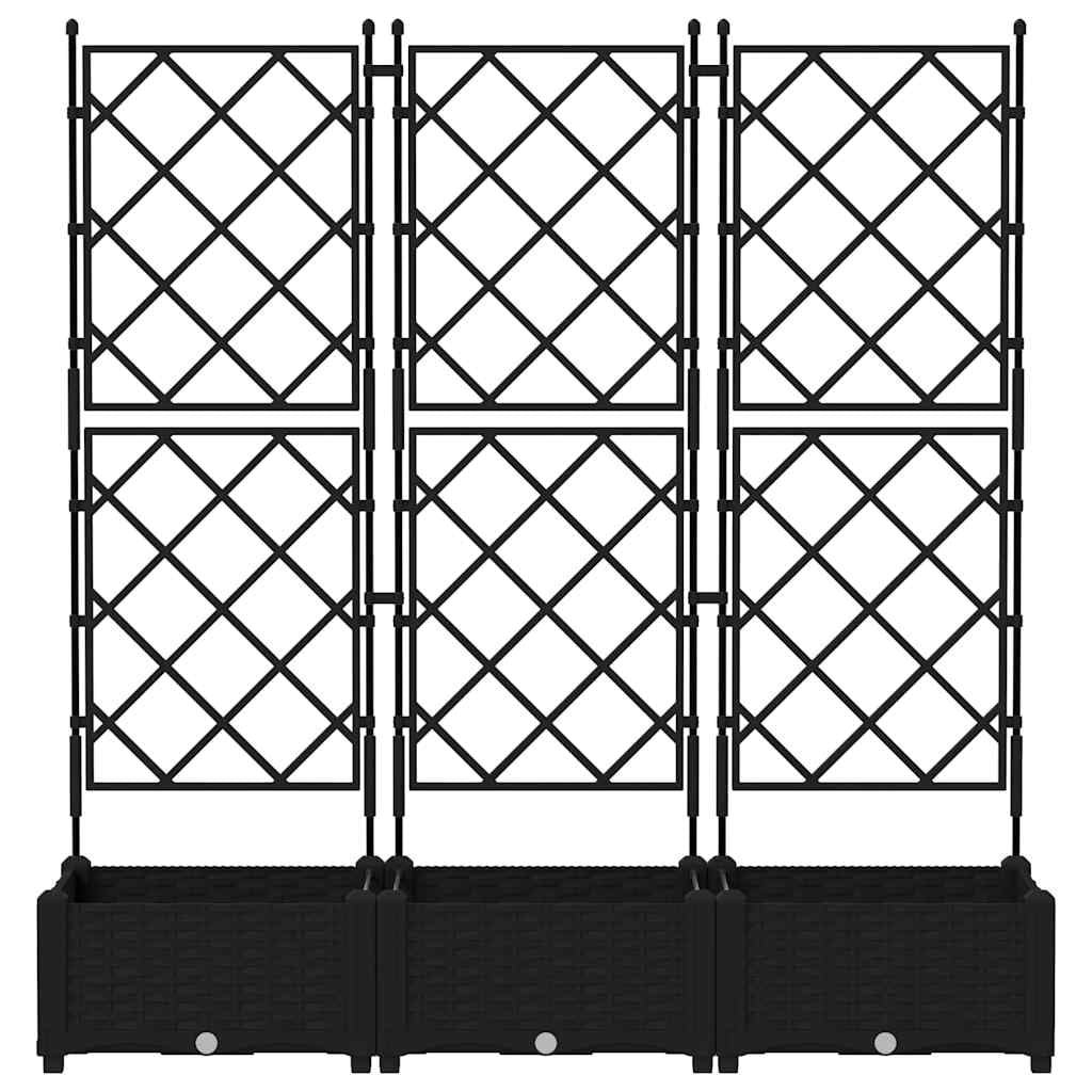 Vidaxl Maceta De Jardín Con Enrejado 3 Pcs Negro 120 X 40 X 125.5 Cm_4