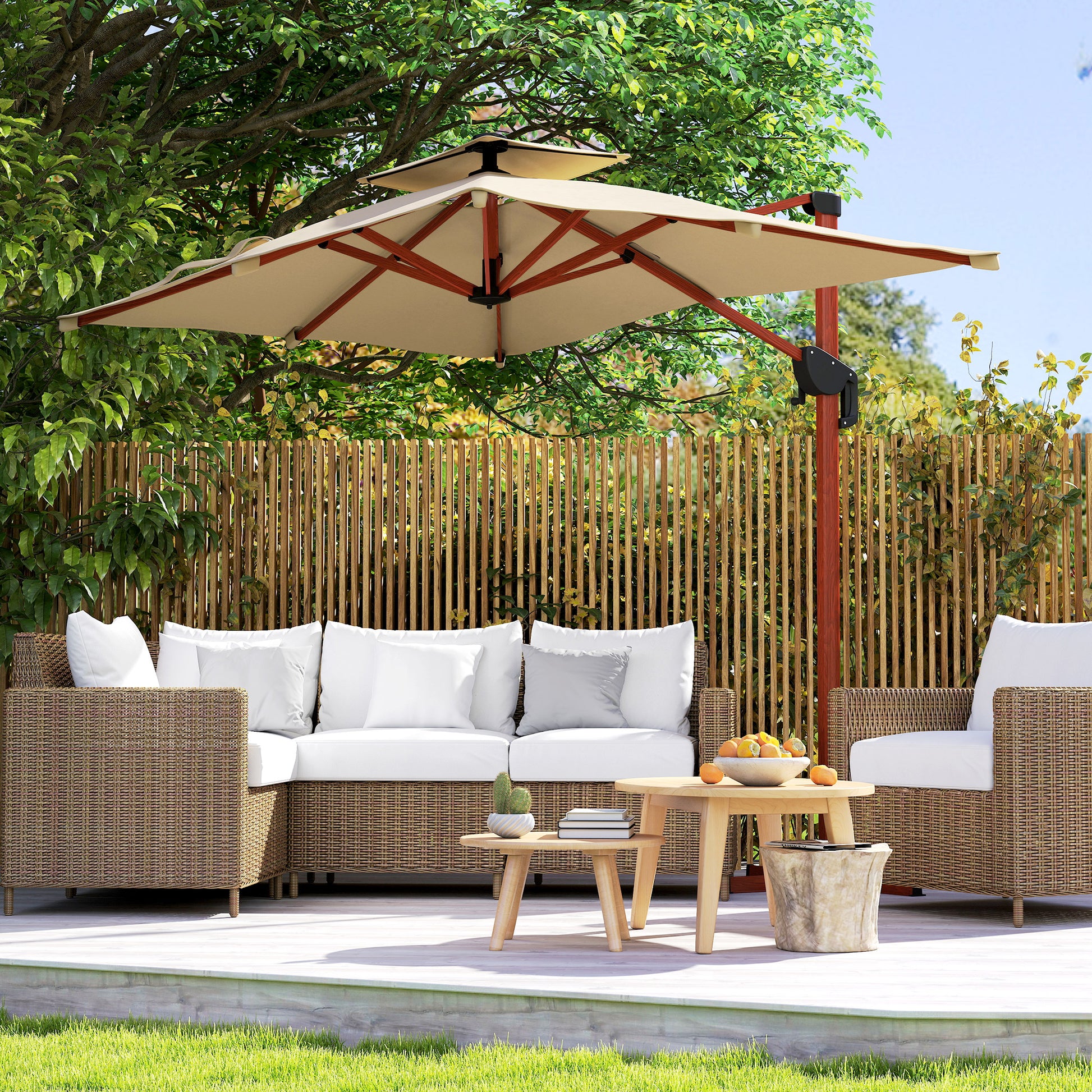 Outsunny Sombrilla De Jardín 300x198x252 Cm Con Manivela Inclinación Ajustable_4