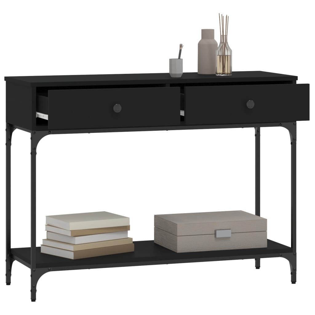 Mesa Consola Madera De Ingeniería Negra 100x34,5x75 Cm_2