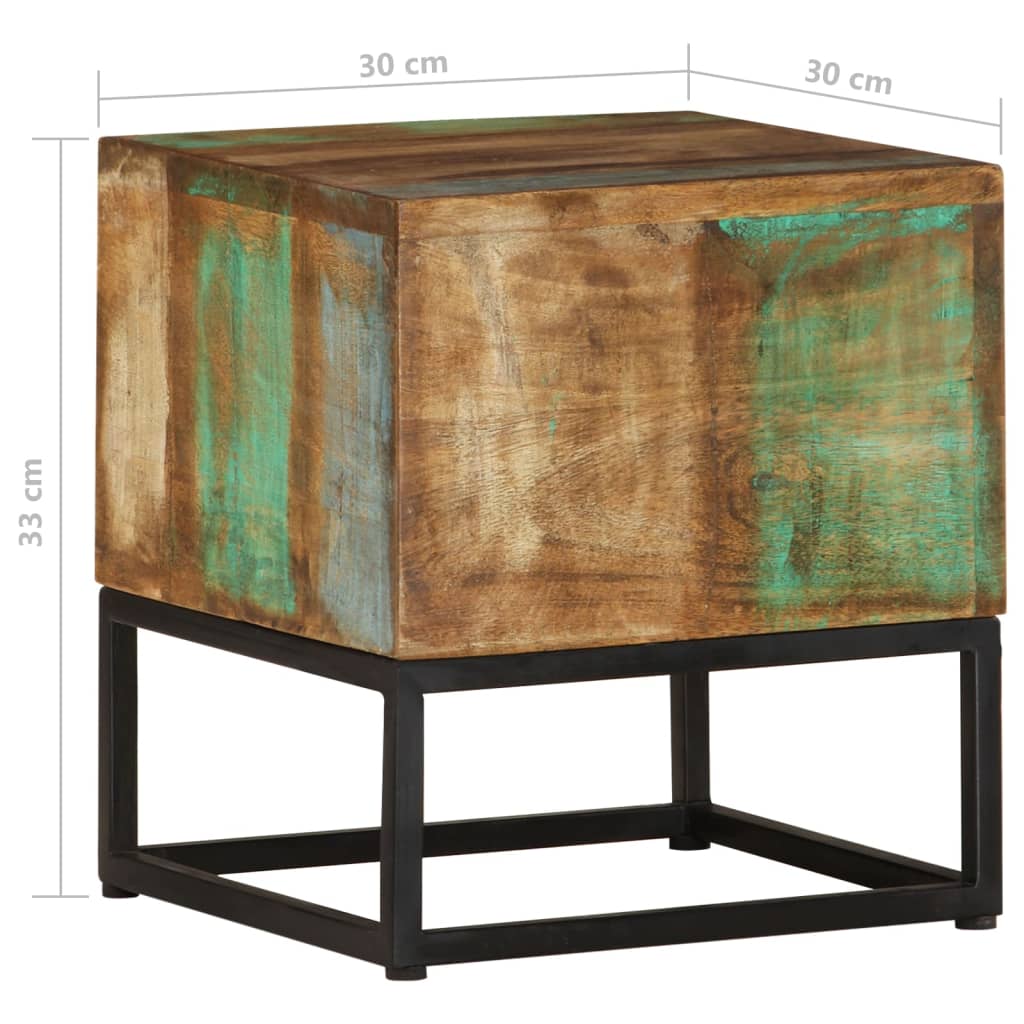 Mesa Auxiliar De Madera Maciza Reciclada 30x30x33 Cm_3