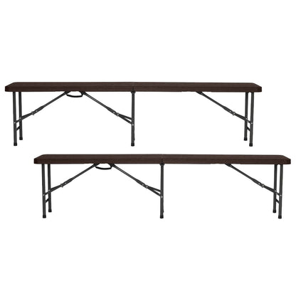 Pack 2 Bancos Plegables Catering Efecto Madera 180x30x43cm 7house_0
