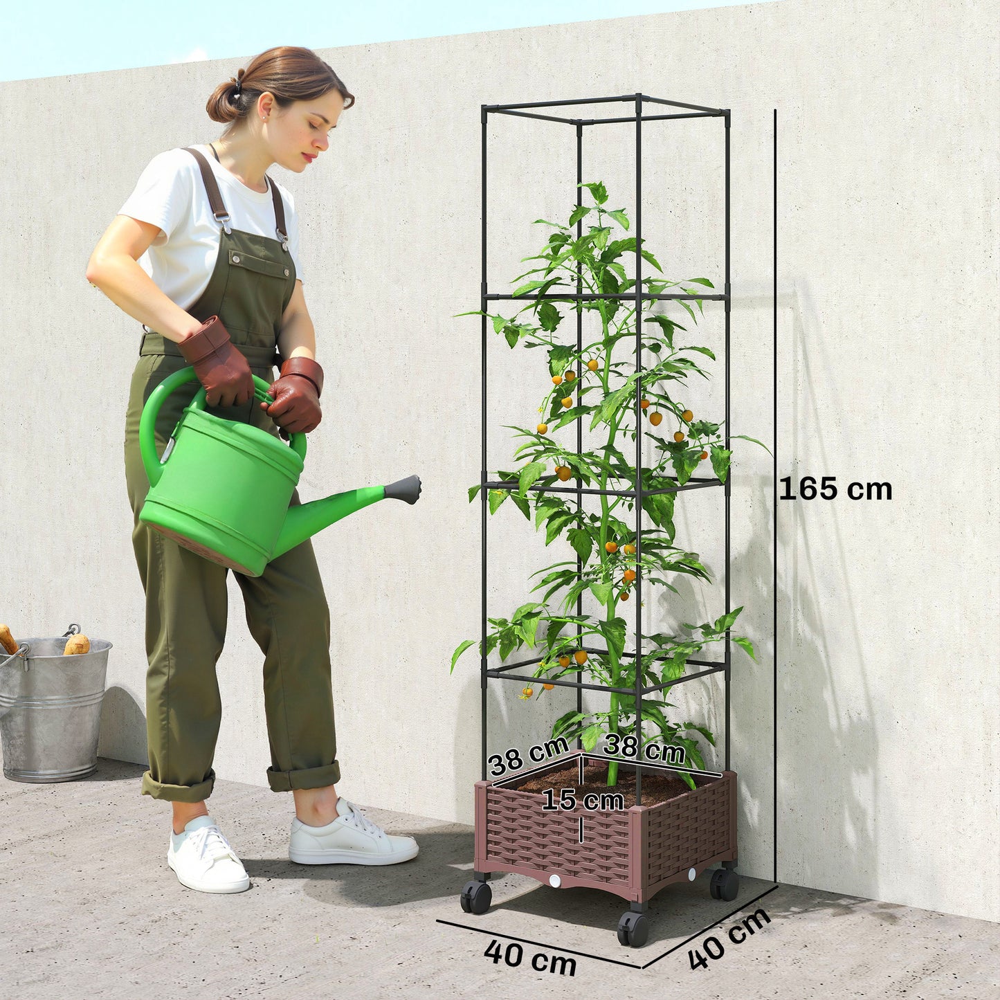 Outsunny Jardinera Con Enrejado Ajustable_2
