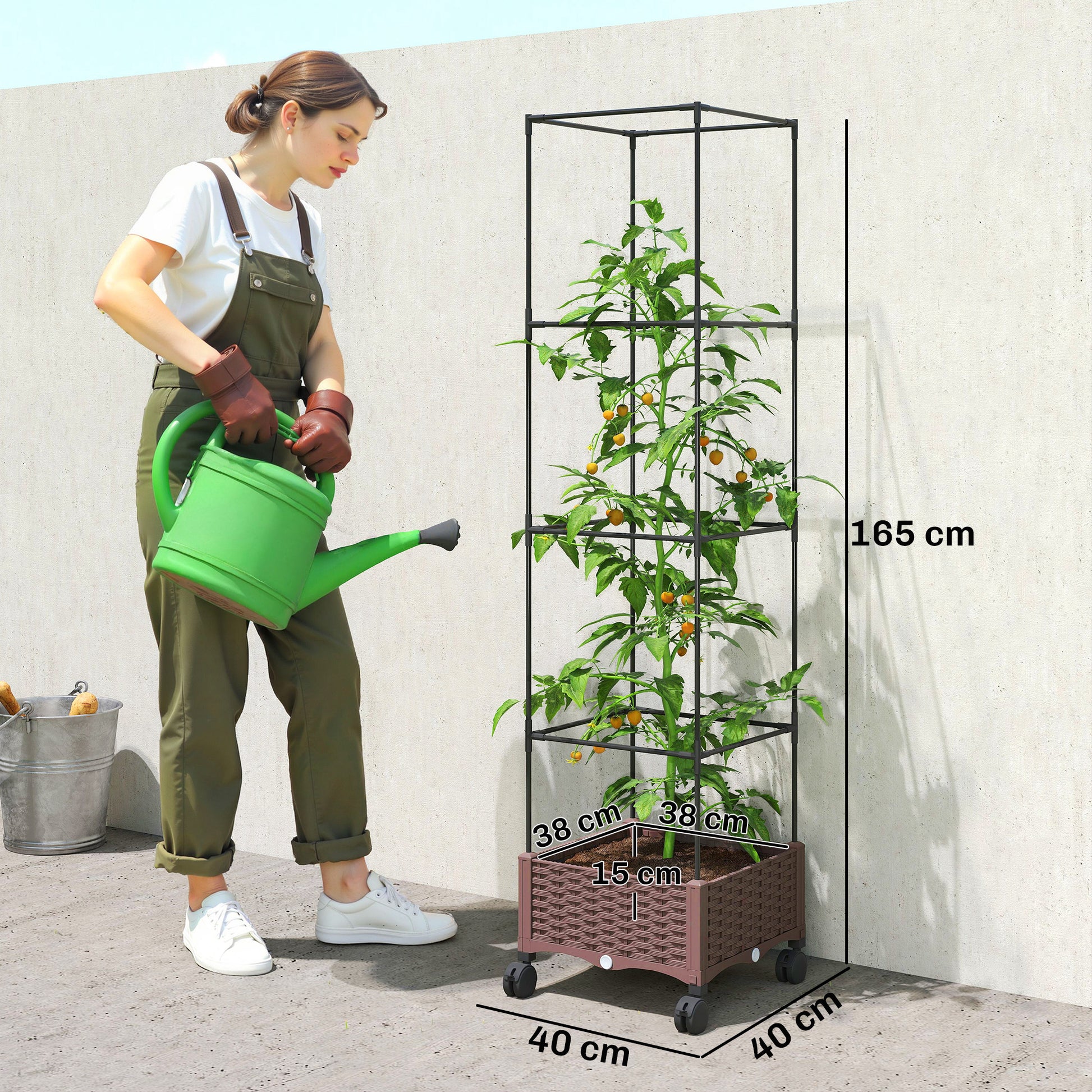 Outsunny Jardinera Con Enrejado Ajustable_2