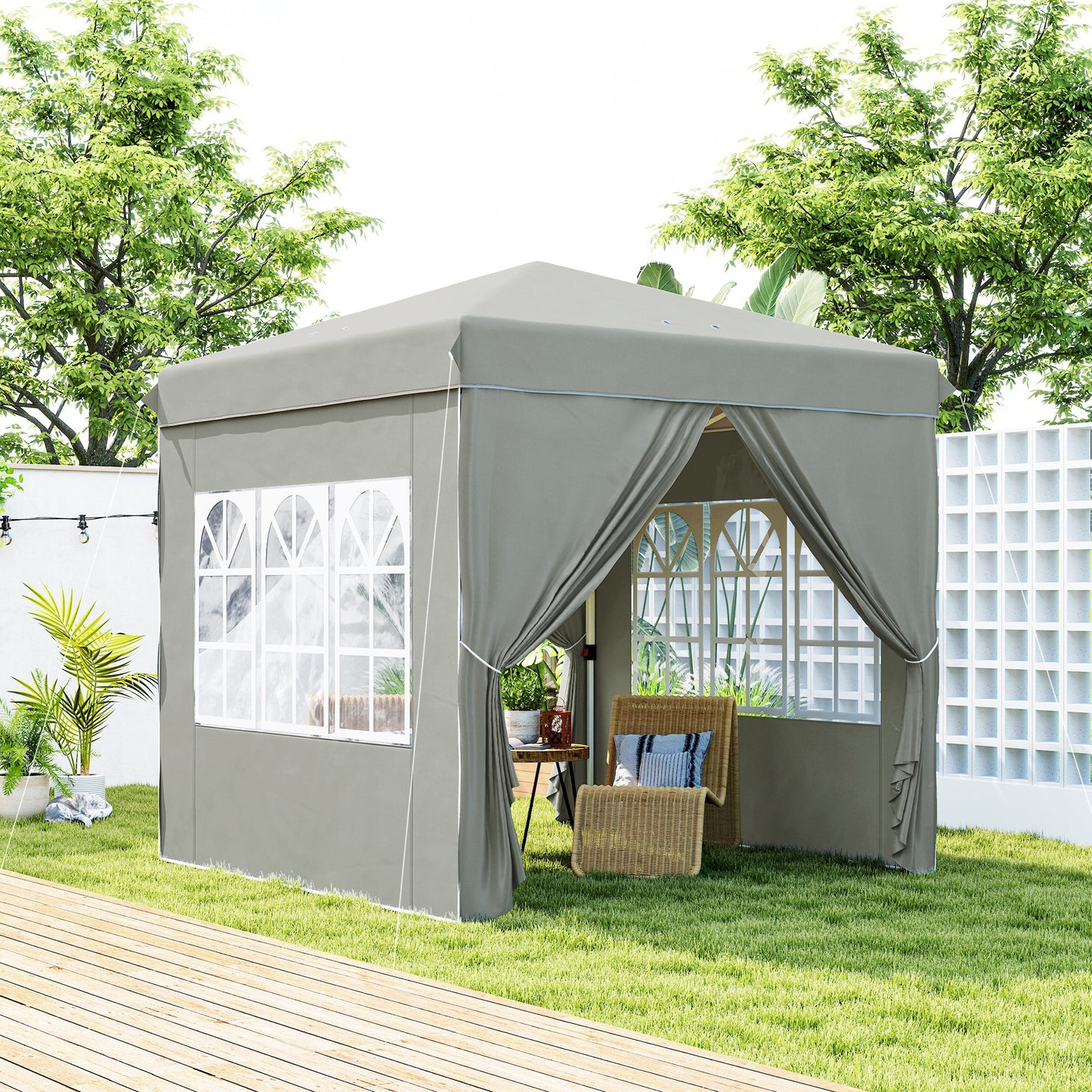 Outsunny Carpa Plegable 2,5x2,5 M Con Altura Ajustable 4 Laterales Upf50+ Gris_1