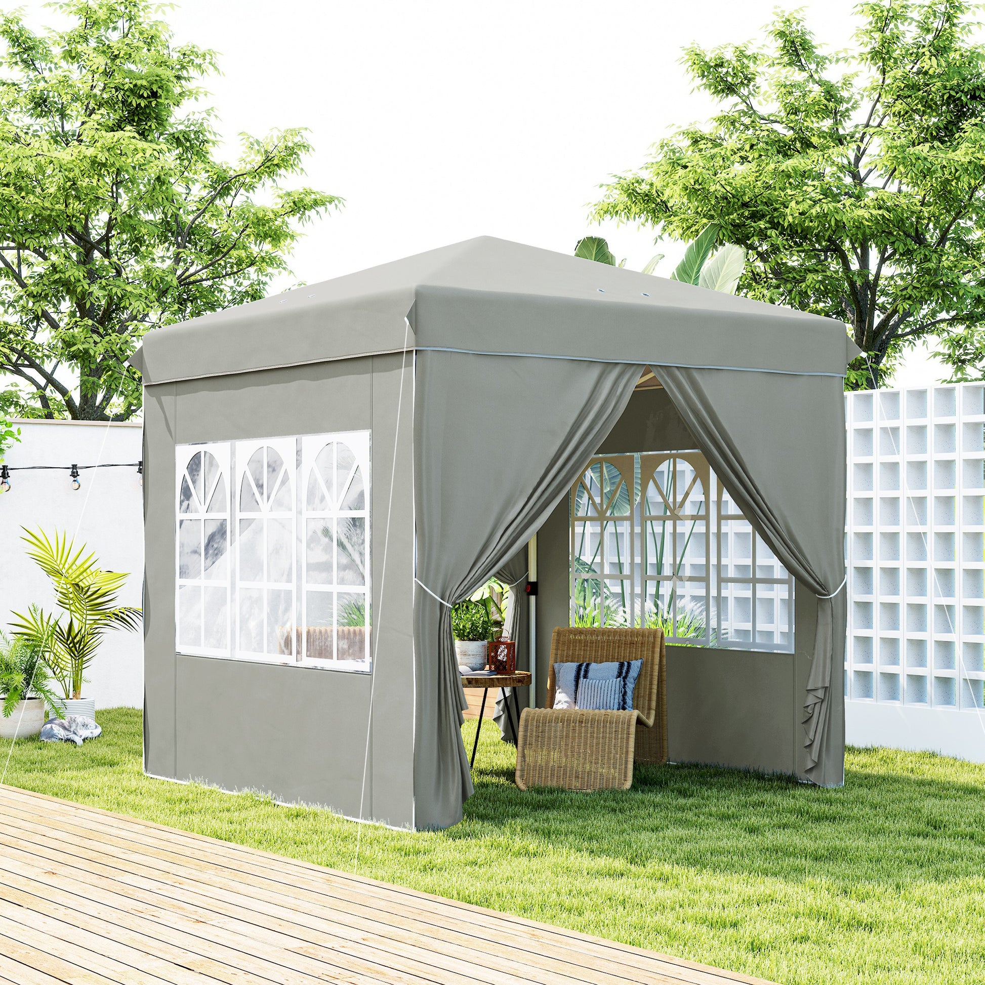 Outsunny Carpa Plegable 2,5x2,5 M Con Altura Ajustable 4 Laterales Upf50+ Gris_1