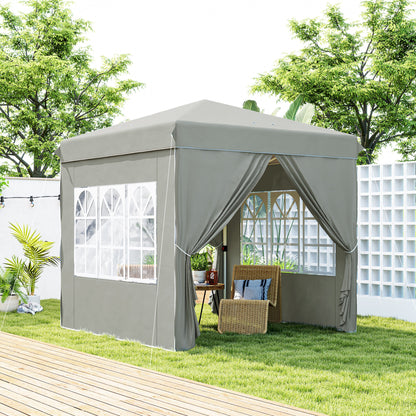 Outsunny Carpa Plegable 2,5x2,5 M Con Altura Ajustable 4 Laterales Upf50+ Gris_1