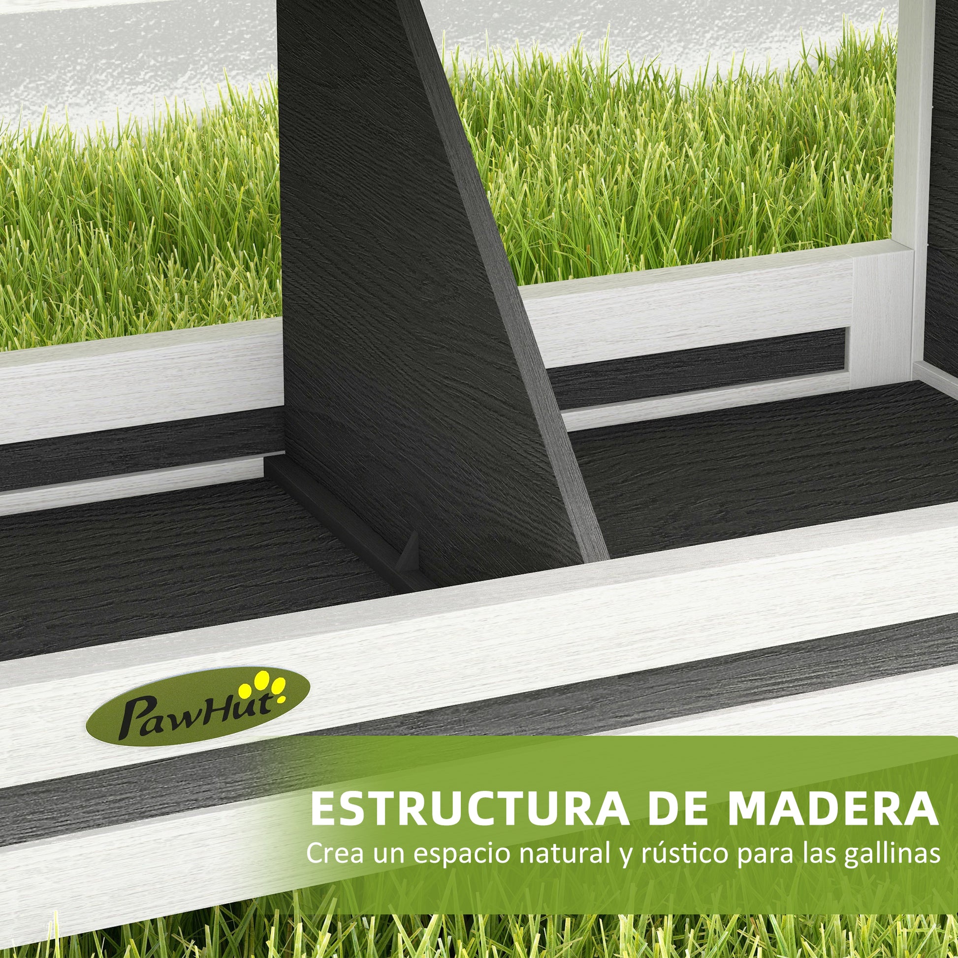 Pawhut Ponedero Para Gallinas De Madera Con 2 Departamentos Gris_4