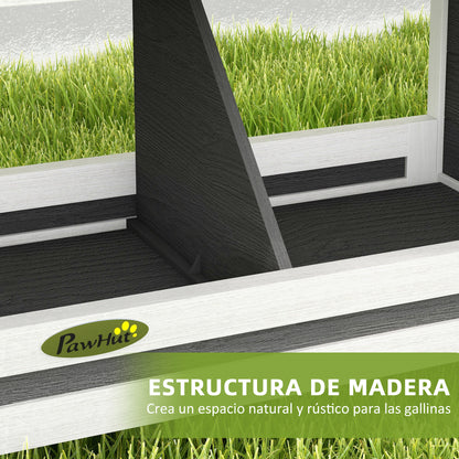 Pawhut Ponedero Para Gallinas De Madera Con 2 Departamentos Gris_4