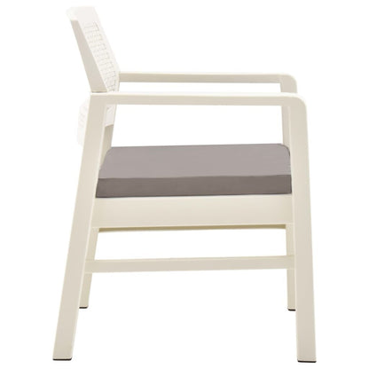 Vidaxl Set De Muebles De Jardín 3 Piezas Con Cojines Plástico Blanco_4