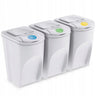 Set De 3 Cubos De Basura Keden Sortibox Papelera Reciclaje, Blanco Roto, Volumen 3x35l