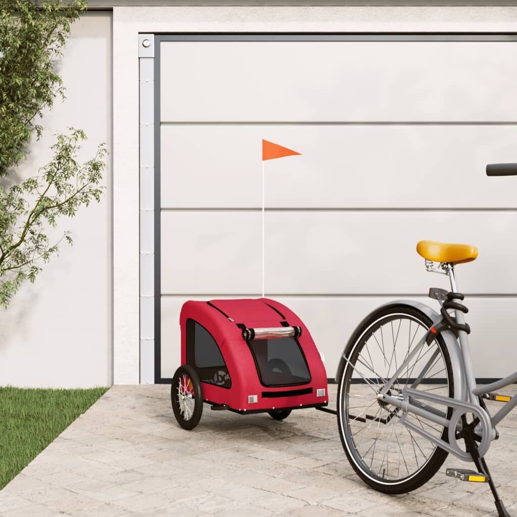 Vidaxl Remolque De Bicicleta Mascotas Hierro Tela Oxford Rojo_1