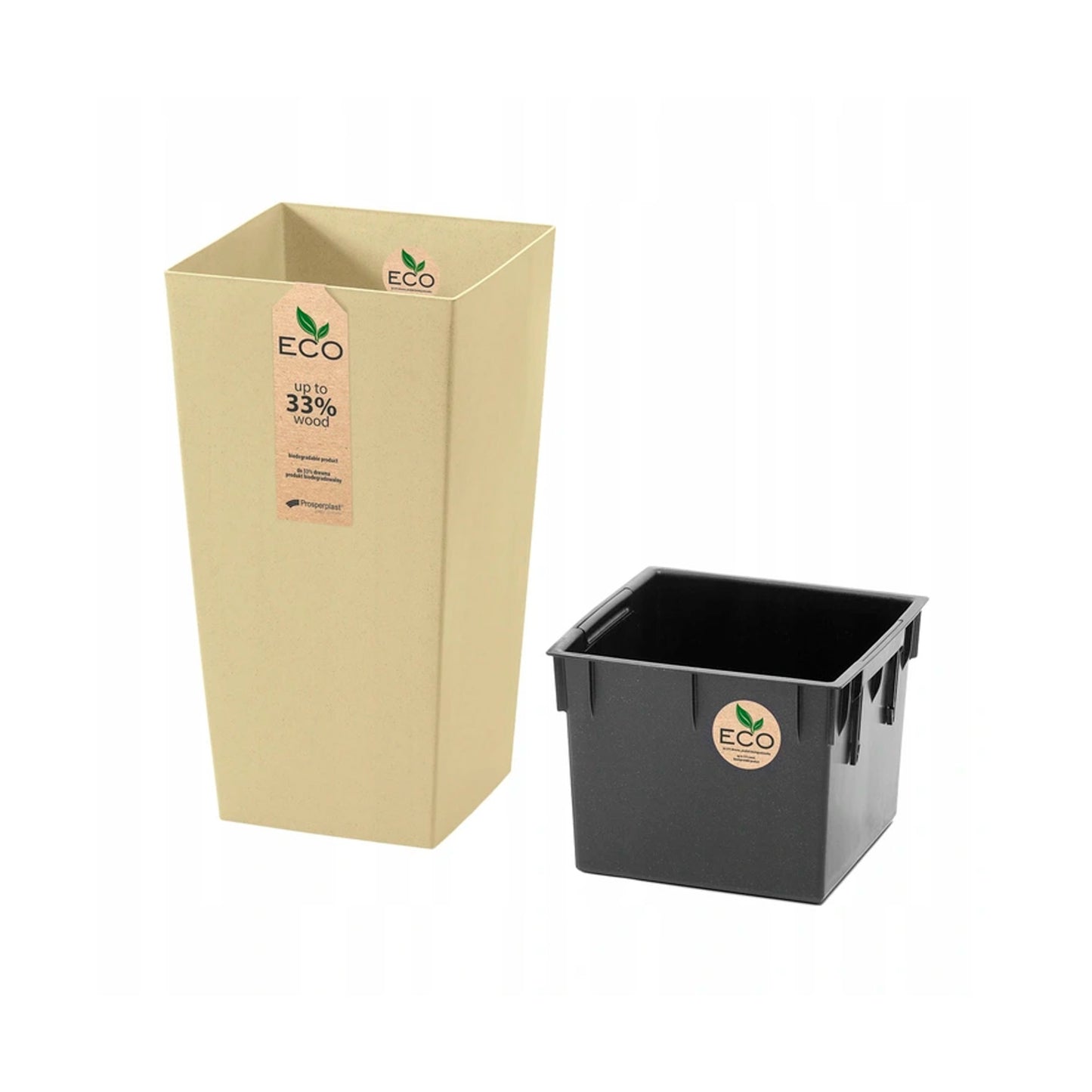 Macetero Con Inserto Prosperplast Urbi Square Eco 11,4 L En Color Crema 19,5 X 19,5 X 37,5 Cm_4