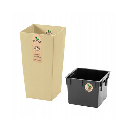 Macetero Con Inserto Prosperplast Urbi Square Eco 11,4 L En Color Crema 19,5 X 19,5 X 37,5 Cm_4