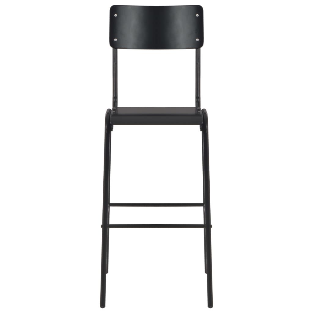 Taburetes De Cocina 2 Uds Madera Contrachapada Y Acero Negro_0