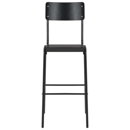 Taburetes De Cocina 2 Uds Madera Contrachapada Y Acero Negro_0