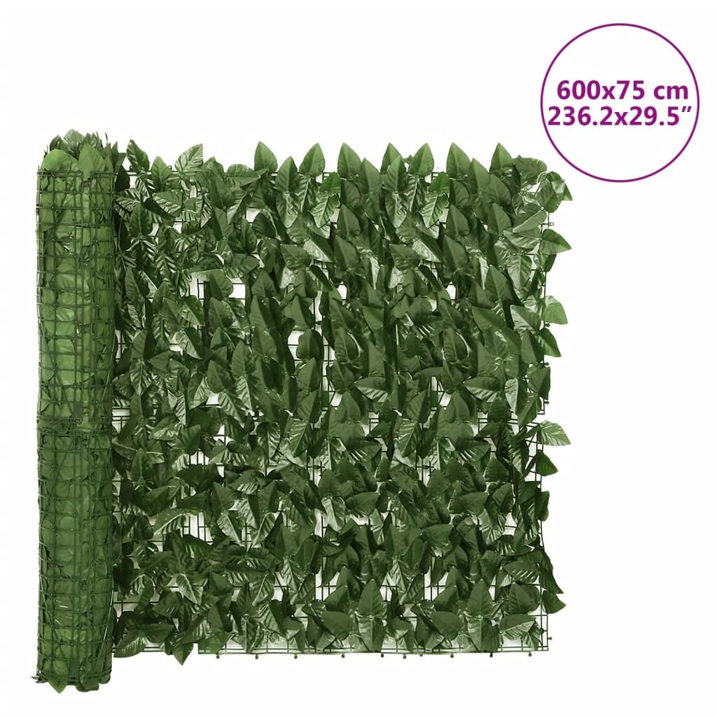 Vidaxl Valla De Privacidad De Balcón De Hojas Verde Oscuro 600x75 Cm_2