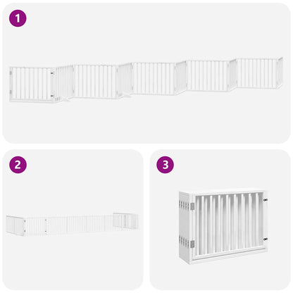 Vidaxl Puerta De Perros Plegable 10 Paneles Madera Álamo Blanca 800 Cm_3