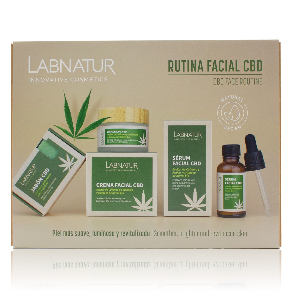 Pack Rutina Facial CBD Labnatur | Jabón, Sérum y Crema con Aceite de Cáñamo | Piel Sensible | Vegano y Sin THC_0