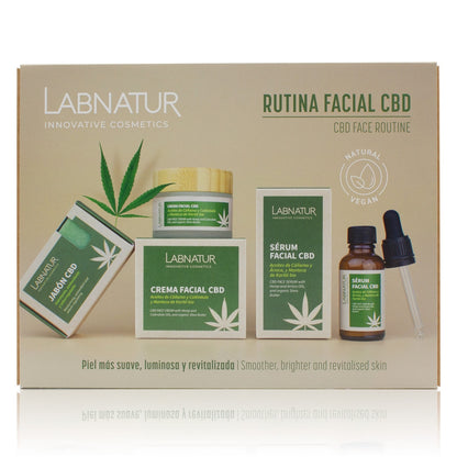 Pack Rutina Facial CBD Labnatur | Jabón, Sérum y Crema con Aceite de Cáñamo | Piel Sensible | Vegano y Sin THC_0