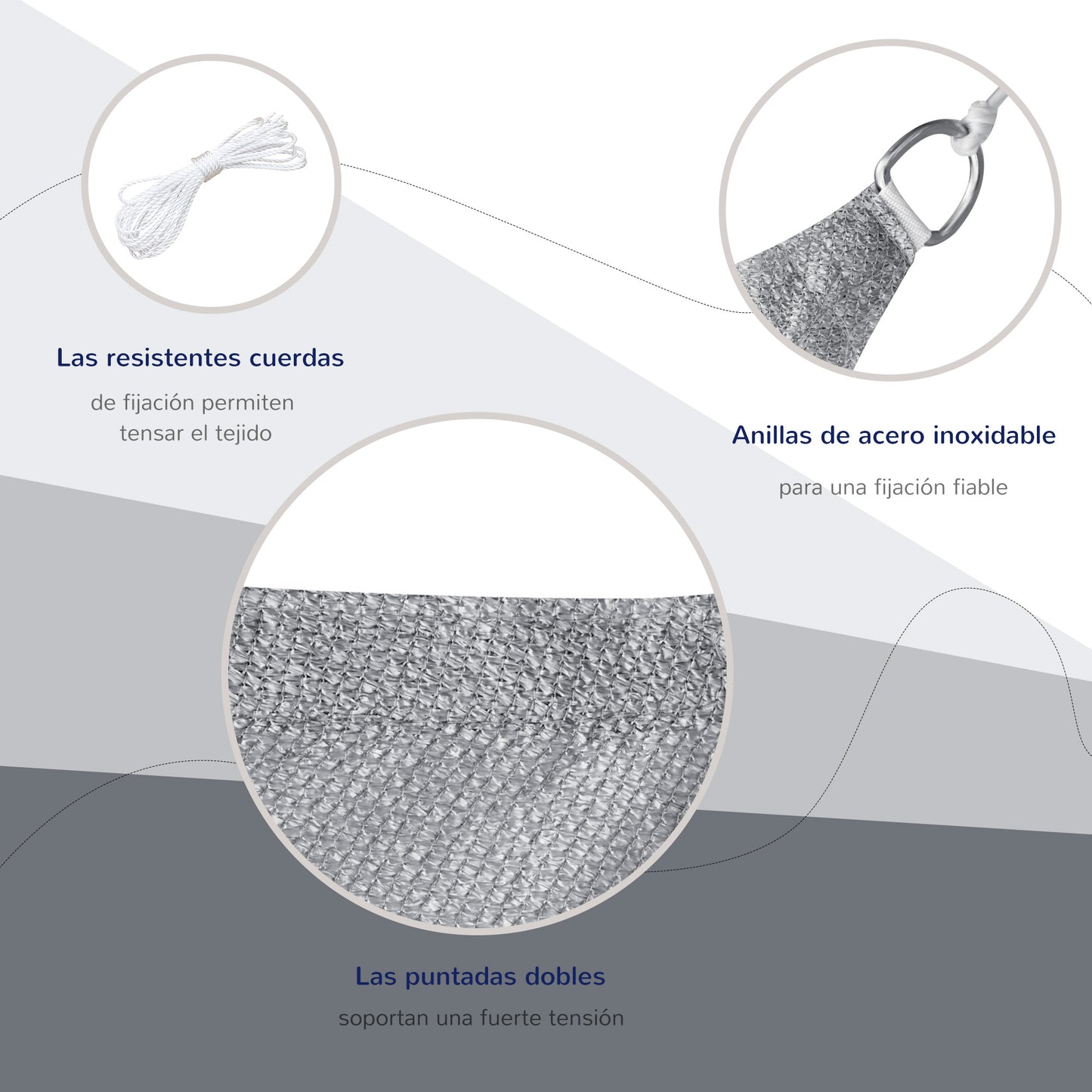 Outsunny Toldo Vela De Sombra Rectangular 4x3 M Protección Rayos Uv Gris_5
