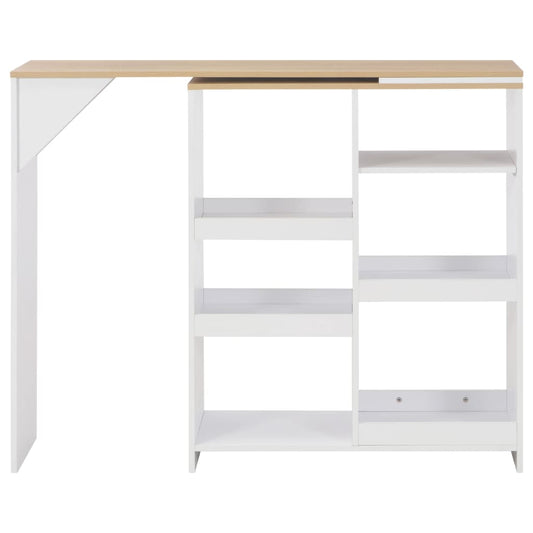 Mesa Alta De Bar Con Estante Móvil Blanca 138x39x110 Cm_0