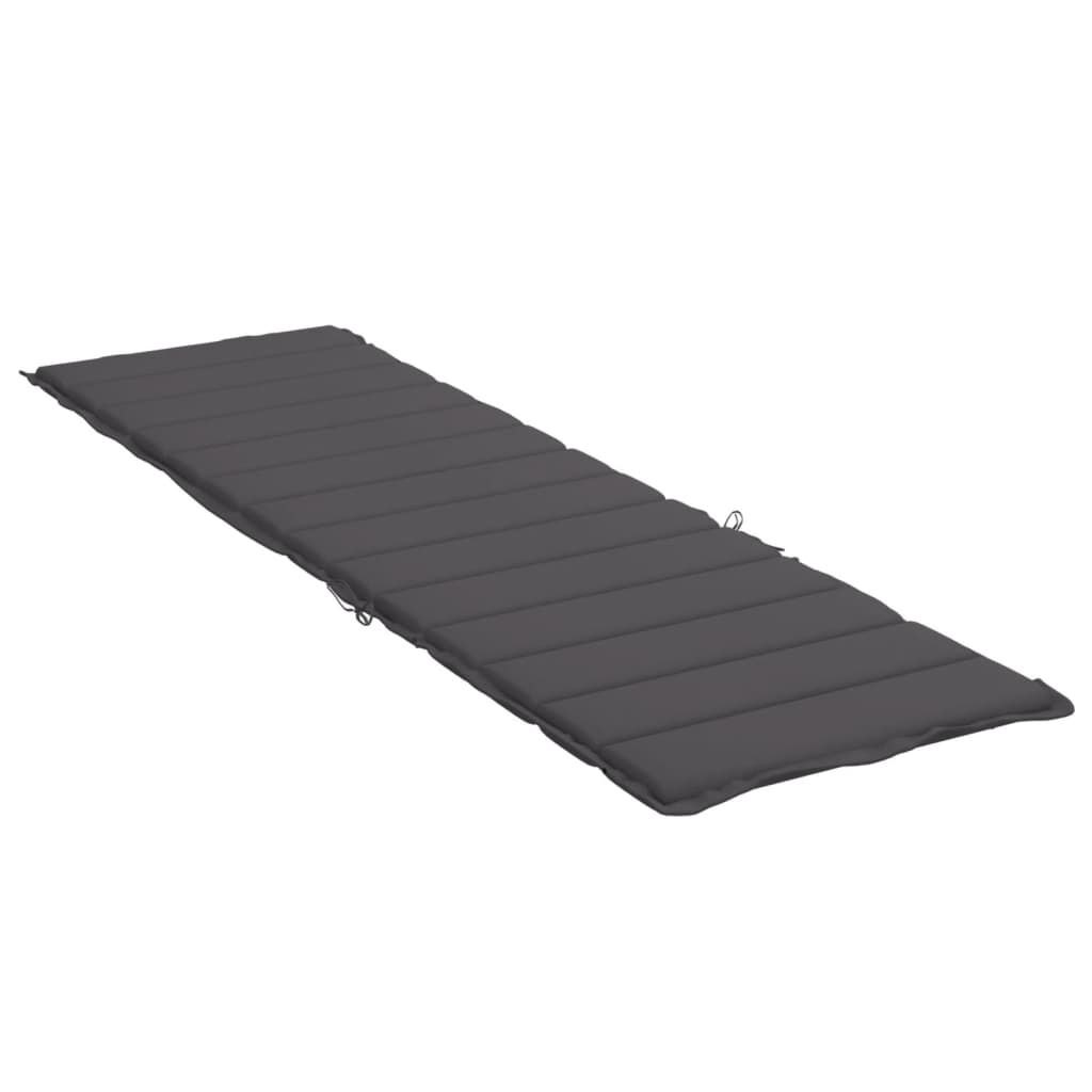 Vidaxl Cojín De Tumbona De Tela Oxford Gris Antracita 200x50x3 Cm_3