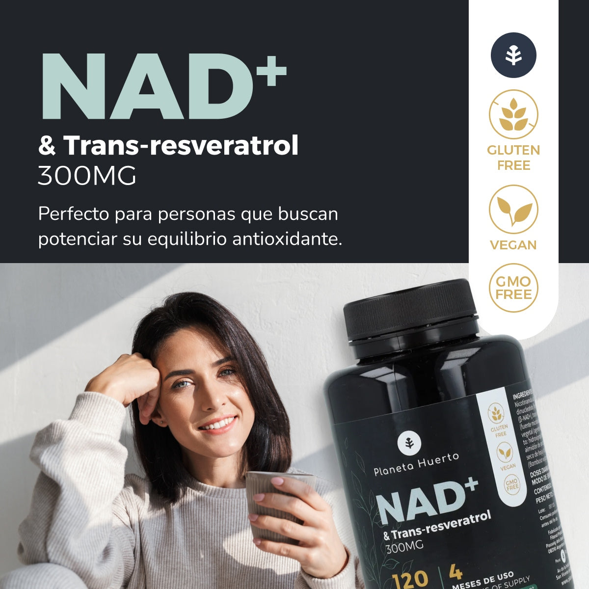 NAD+ Transresveratrol Planeta Huerto 120 cápsulas