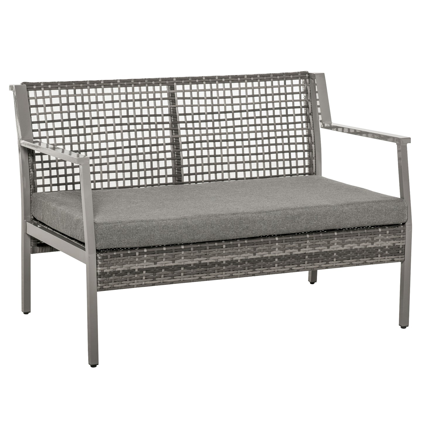Outsunny Sofá De Ratán Dos Plazas Con Cojín Desmontable Sillón Mueble De Jardín_0