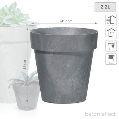 Maceta Cube Beton Effect 2,2l., Dimensiones (mm) 170x170x150, Color Marengo_2