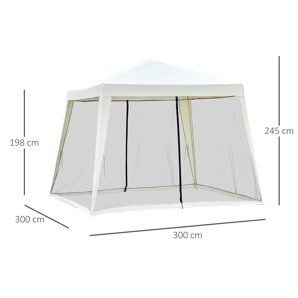 Carpa De Jardín Con 4 Partes Laterales Outsunny 3x3x2,45 M Crema_2