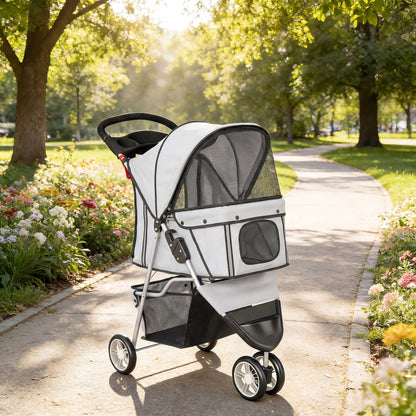 Pawhut Carrito Para Perros Plegable Hasta 10 Kg De 3 Ruedas Con Capota Ajustable_1