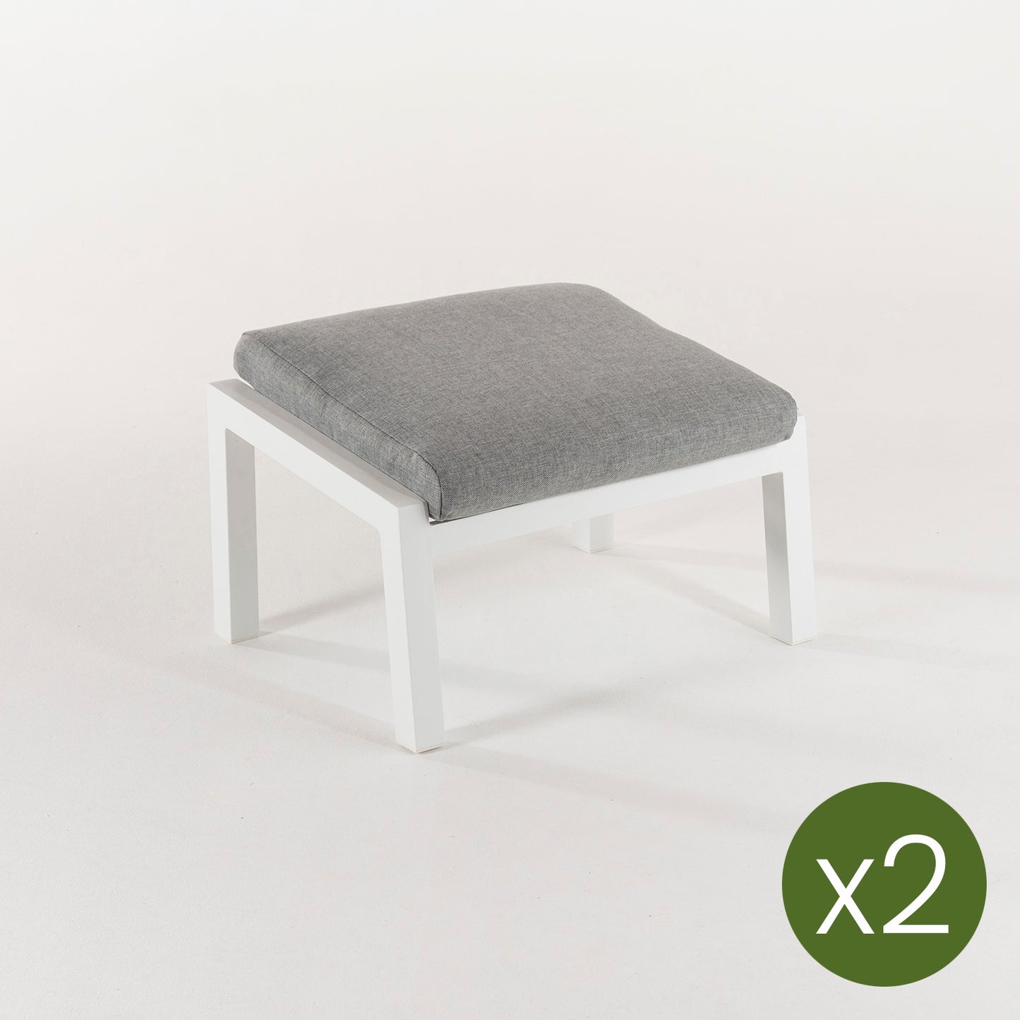 Puff De Exterior, Reforzado, Aluminio, Color Blanco, Reposapies:60x47x38_2