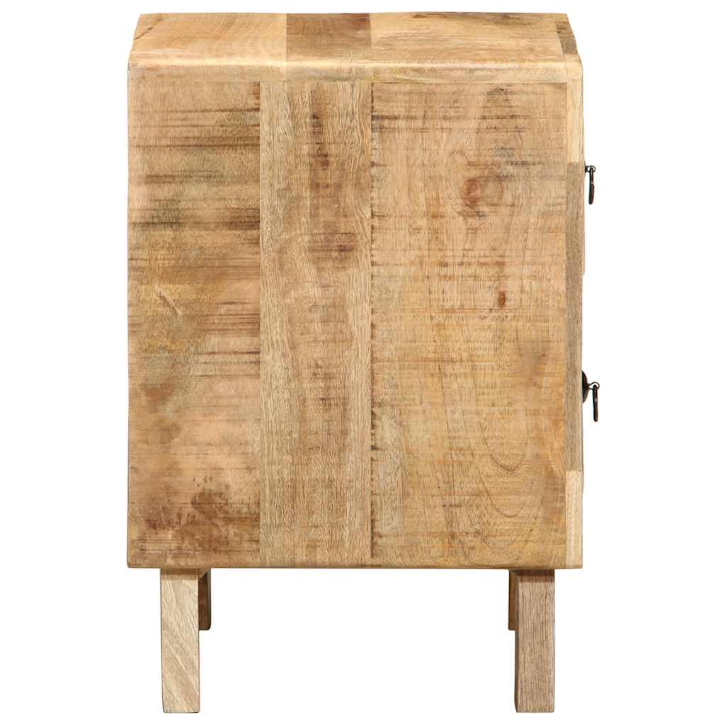 Mesita De Noche De Madera Maciza De Mango Rugosa 40x32x46 Cm_1