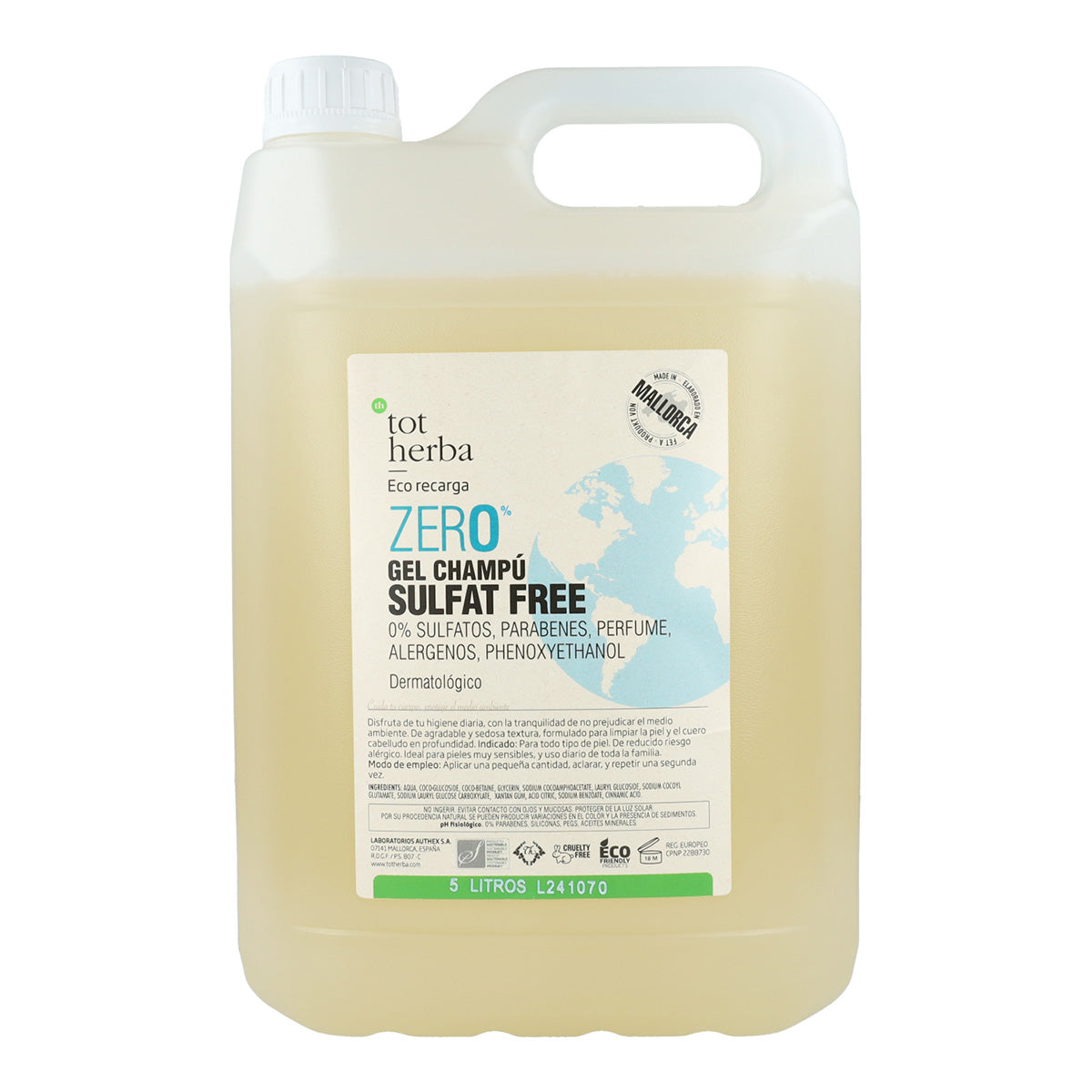 Gel Champú Sulfat Free Zero Tot Herba 5 litros