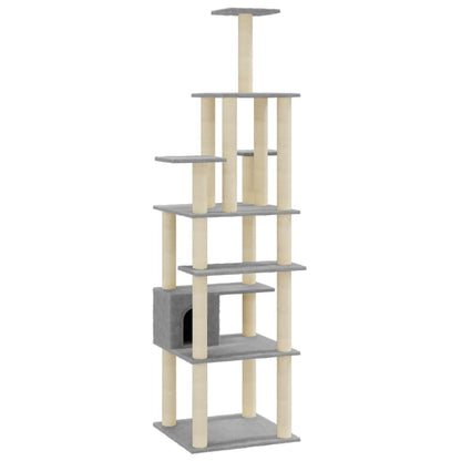 Vidaxl Rascador Para Gatos Con Postes De Sisal Gris Claro 183 Cm_0