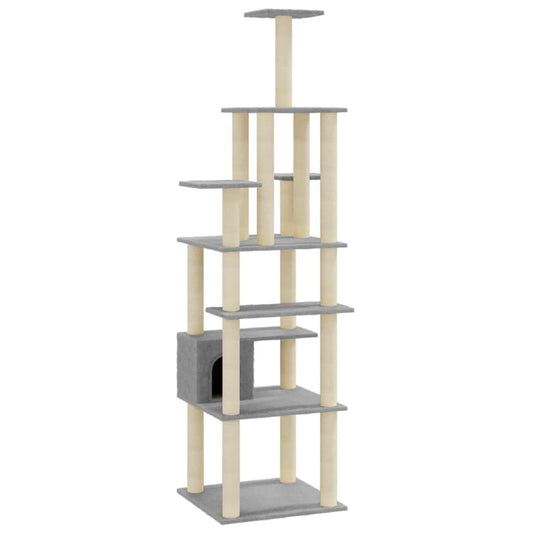 Vidaxl Rascador Para Gatos Con Postes De Sisal Gris Claro 183 Cm_0